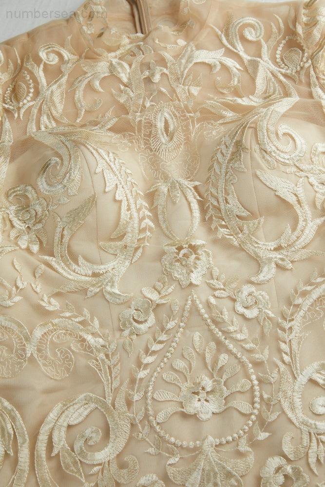 Ladies embroidery short-sleeved Chinese style short evening dress party wedding shopping evening dress SY28105