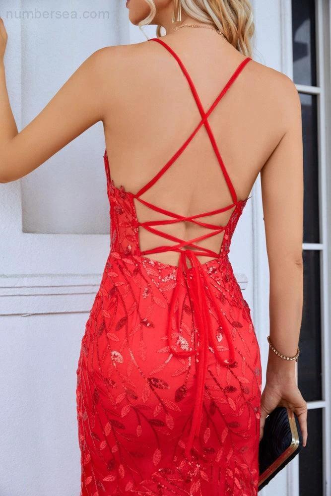 Ladies Double Layer Tulle Spaghetti Strap V Neck Mermaid Front Slit Floor Bridesmaid Wedding Party Evening Dress 28096 by numbersea