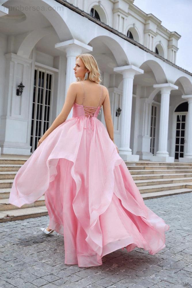 Ladies Organza V Neck Corset Puffy Floor Length Bridesmaid Evening Dress Beach Wedding Evening Dress 28100 by numbersea