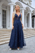 Ladies Spaghetti Strap Embroidery V Neck Front Slit Bridesmaid Dress Party Wedding Evening Dress 28089 by numbersea
