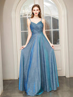 A-line Fashion Formal Evening Dresses Spaghetti Strap Sleeveless Floor Length Prom Dresses by dressblee