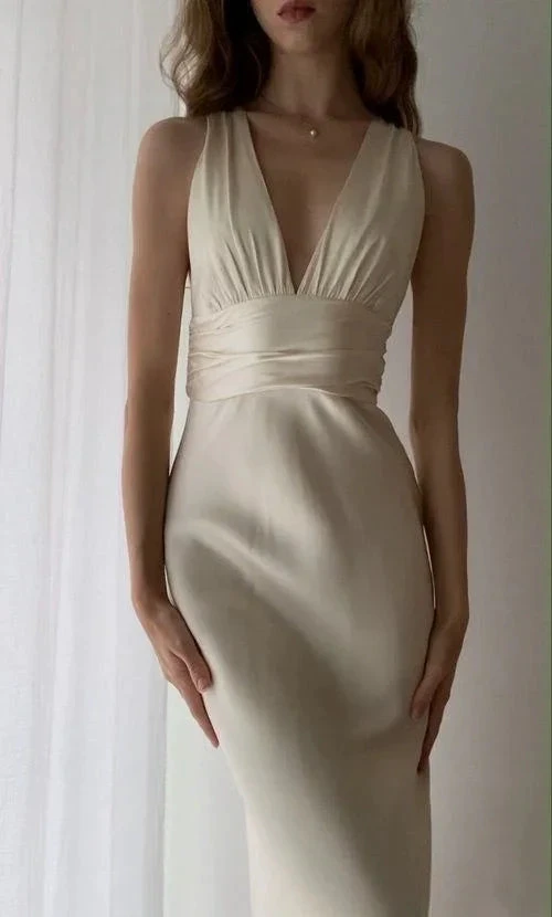 Classy Deep V Neck Sheath Backless Evening Dress Formal Prom Dress Y7779 by simplepromdress