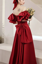 Red Ball Gown with Bell Sleeves and Lace UP Back Y6067 by simplepromdress