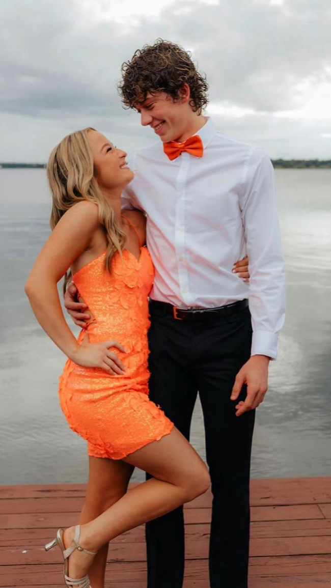 Orange Sequins Dress Orange Homecoming Dress Party Dress Y2260 Hover Image