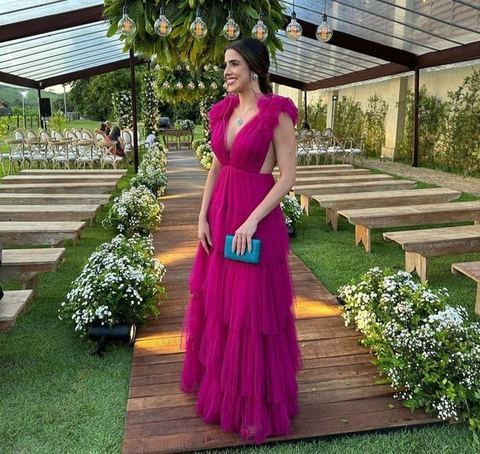 Stunning evening dresses long tulle elegant prom gown for women Y5052