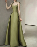 Spaghetti Straps Satin Prom Dress A-line Simple Floor Length Evening Gown Y7011 by simplepromdress