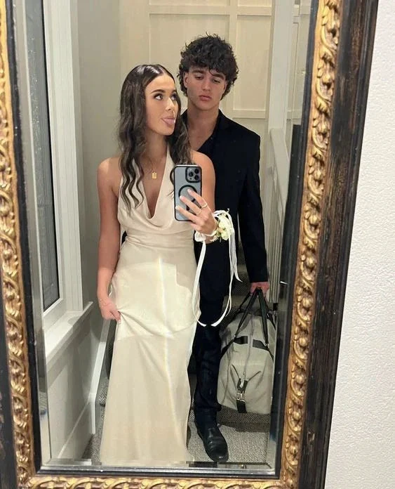 Sheath Ivory Backless Evening Dress Long Halter Prom Dress Y7189 by simplepromdress