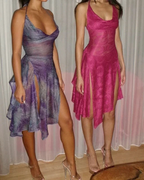 Vintage Halter A Line Slit Cocktail Dress Short Party Dress Y8491 by simplepromdress