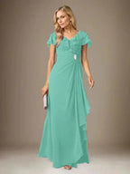 Stormy A-Line V-Neck Ruched Chiffon Dress by Dreamylily