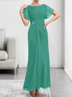 A-line Scoop Illusion Tea-Length Chiffon Lace Mother of the Bride Dress With Beading Sequins by Dreamylily