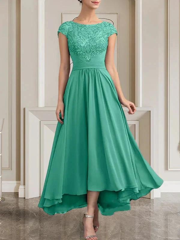 A-line Scoop Floor-Length Lace Chiffon Mother of the Bride Dress With Sequins by Dreamylily