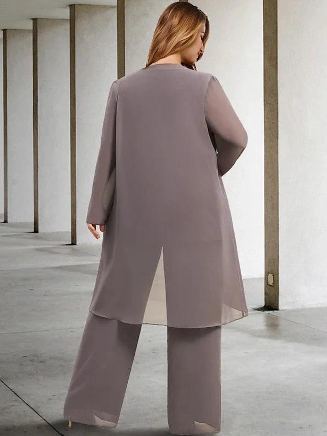 Chiffon Mother of the Bride Pantsuits with Jacket by Dreamylily