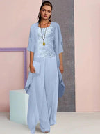 Chiffon Mother of the Bride Pantsuits with Jacket by Dreamylily