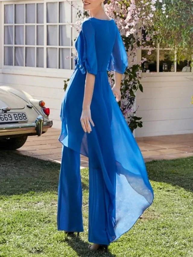 Chiffon V-Neck Mother of the Bride Pantsuits by Dreamylily