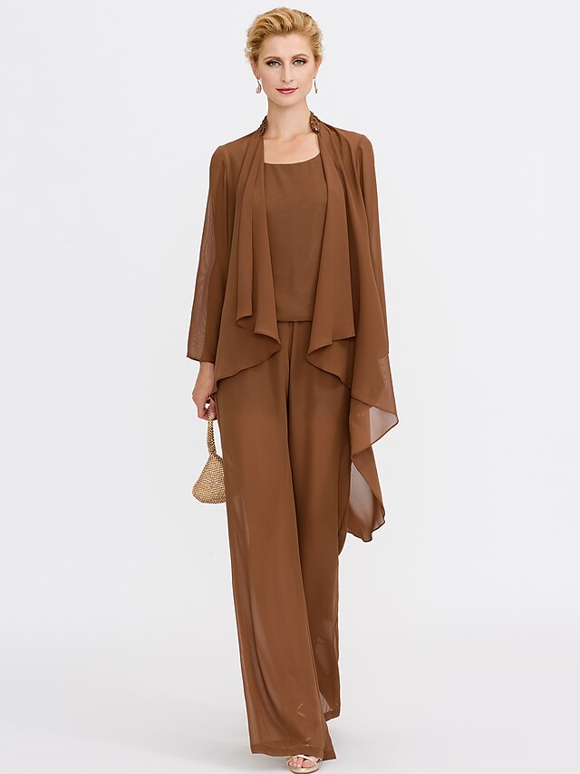 Chiffon Mother of the Bride Pantsuits with Jacket Hover Image