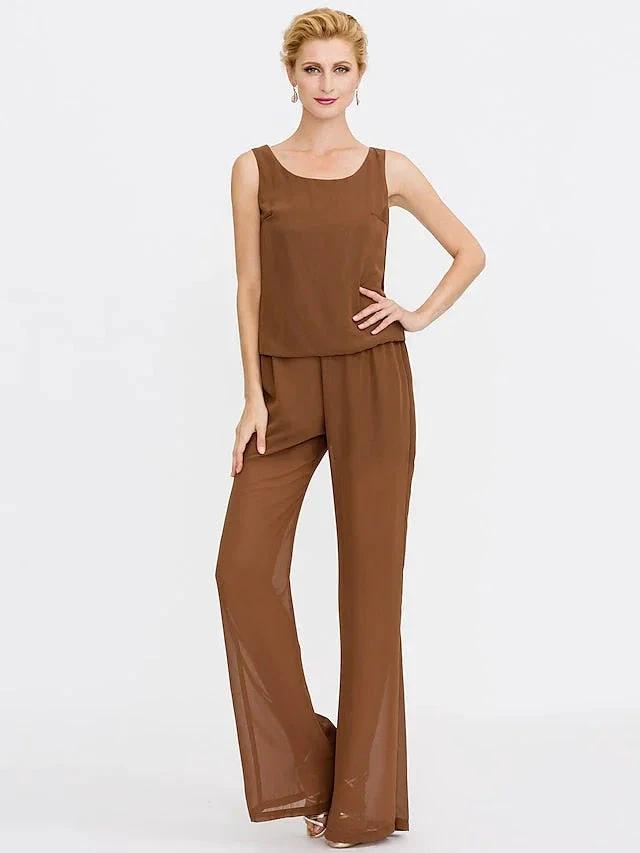 Chiffon Mother of the Bride Pantsuits with Jacket by Dreamylily
