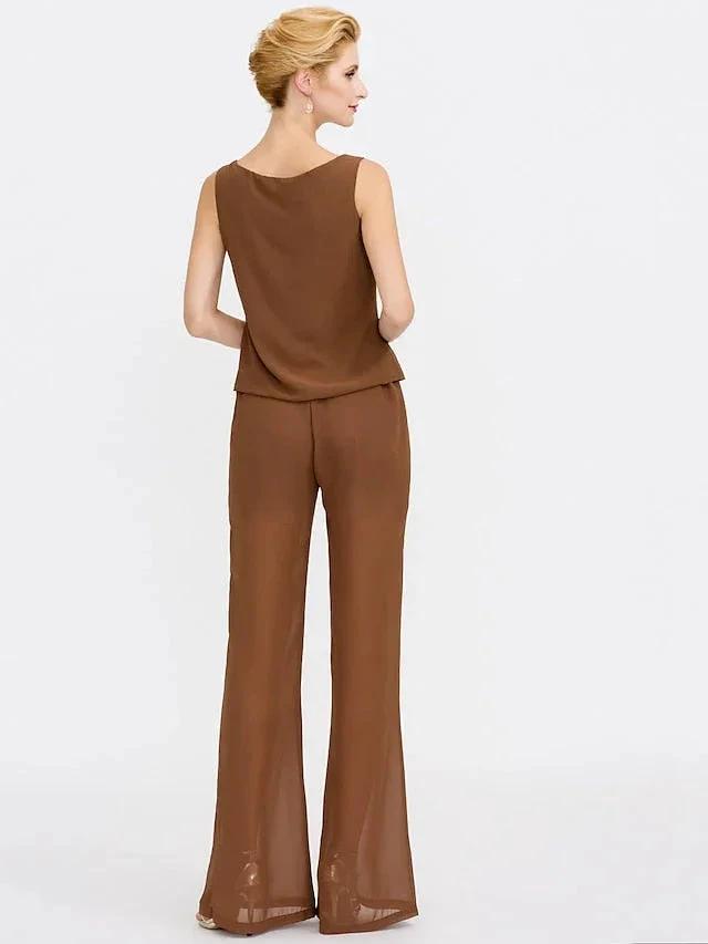 Chiffon Mother of the Bride Pantsuits with Jacket by Dreamylily