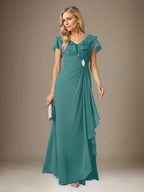 Stormy A-Line V-Neck Ruched Chiffon Dress by Dreamylily