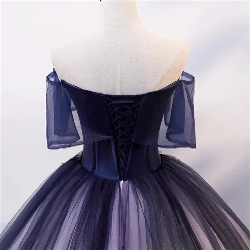 Ombre Beading Floral Lace Tulle Dress, Quinceañera Dress, Ball Gown Y1935 by simplepromdress
