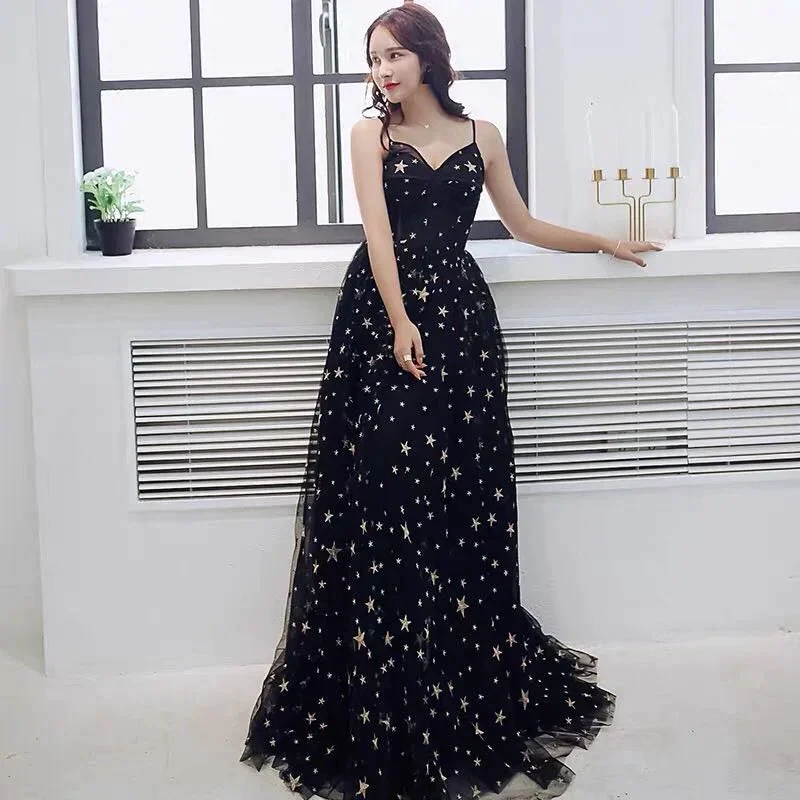 Sexy Black Sweetheart Tulle Long Party Dress Chic Black Evening Dress Prom Dress Y1159 by simplepromdress