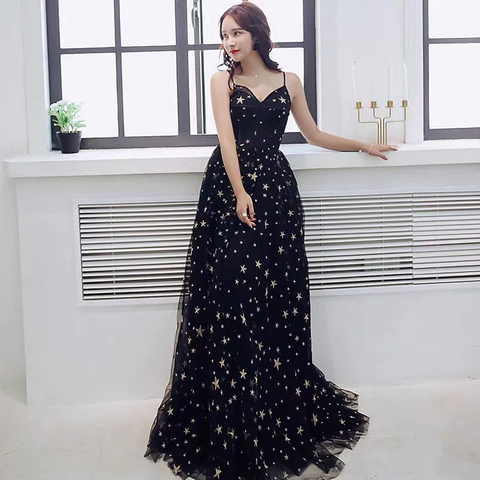 Sexy Black Sweetheart Tulle Long Party Dress Chic Black Evening Dress Prom Dress Y1159