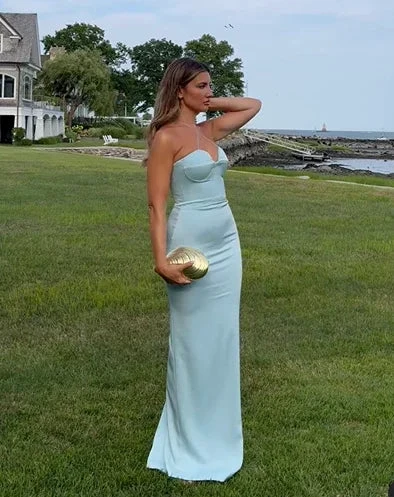 Sexy Halter Blue Sheath Prom Dress Long Evening Dress Bridesmaid Dress Y8233 by simplepromdress