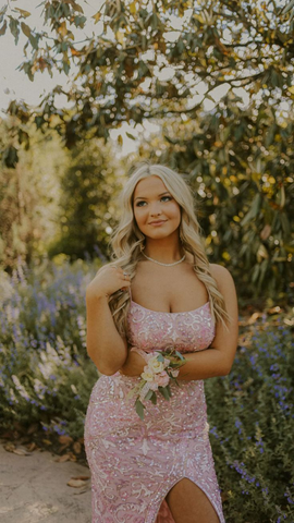 Stunning Pink Mermaid Prom Dress With Split Pink Evening Dress Y5487