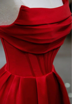 Stylish Flat Neck Satin Backless Pleated Floor Length A Line Evening Gown Prom Dress Y6815