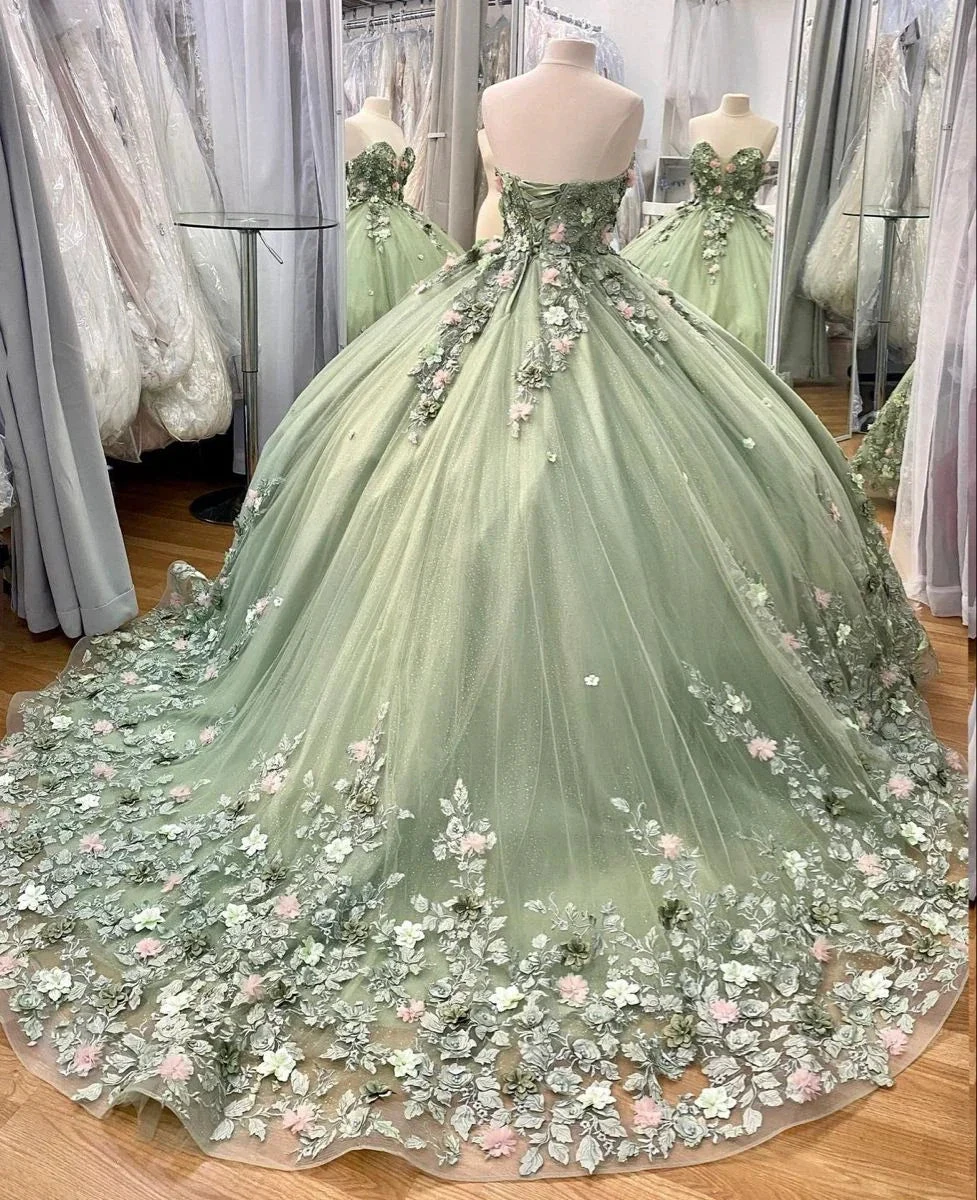 3D Floral Off Shoulder Ball Gown,Sweet 16 Dress,Quinceanera Dress Y2264 by simplepromdress