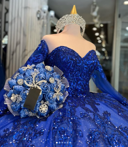 Luxuriöses königsblaues Quinceanera-Kleid, königsblaues Ballkleid Sweet 16 Kleid Y1130