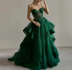 Sparkly Evening Dress Green Corset A-line Evening Gown Y6339 by simplepromdress