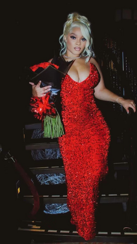 Vestido de noche sexy con lentejuelas rojas, vestido de noche rojo brillante Y2291