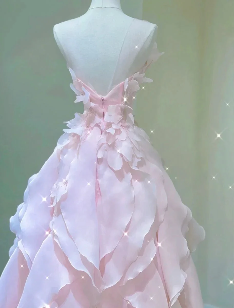 Dreamy Pink Ruffles Princess Dress,Pink Ball Gown Y1971 by simplepromdress