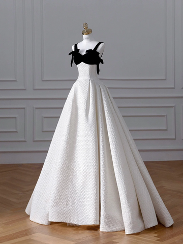 Elegante vestido de noche largo de satén blanco con corte en A, vestido de fiesta y boda formal Y8611