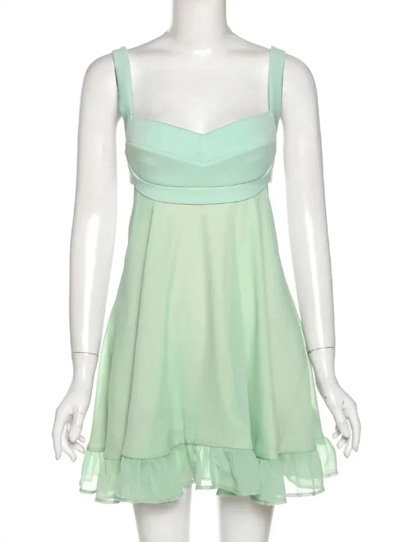 Green A-line Mini Homecoming Dress Backless Party Dress Y2510 by simplepromdress