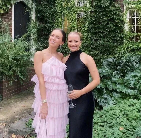 Sexy Halter Pink Layered Long Prom Evening Dresses,Chic Formal Gown Y1586 by simplepromdress