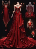 Gorgeous Red Satin Beaded Mermaid Evening Dress Formal Prom Dress Y8328 by simplepromdress