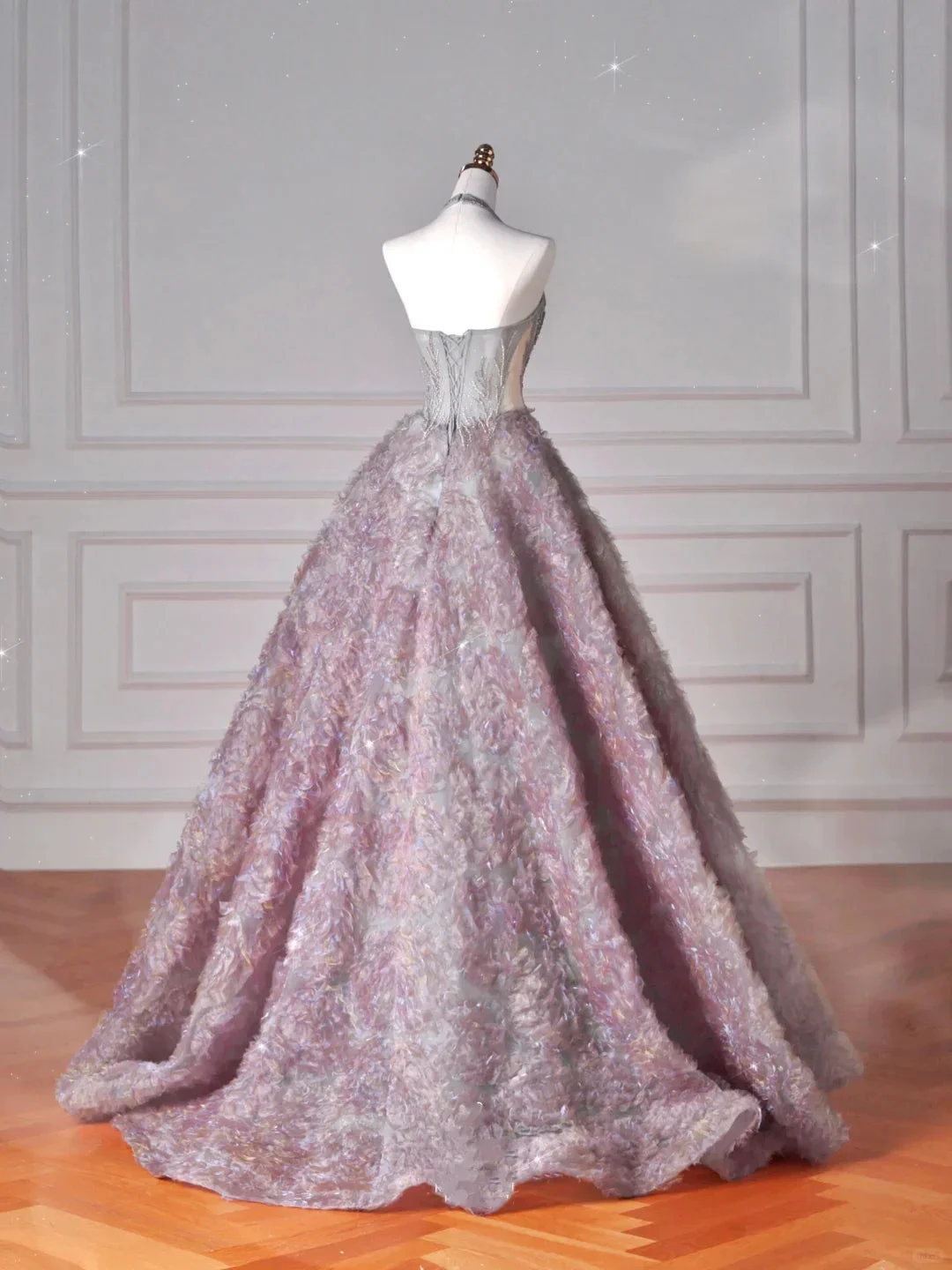 Glamorous Halter Purple Tulle Flowers Beaded Prom Dress,A Line Evening Dress Wedding Dress Y8625 by simplepromdress