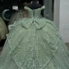 Luxury Mint Green Off The Shoulder Quinceanera Dress Tulle Applique Beading Tiered Bow Birthday Ball Gown Y8125 by simplepromdress