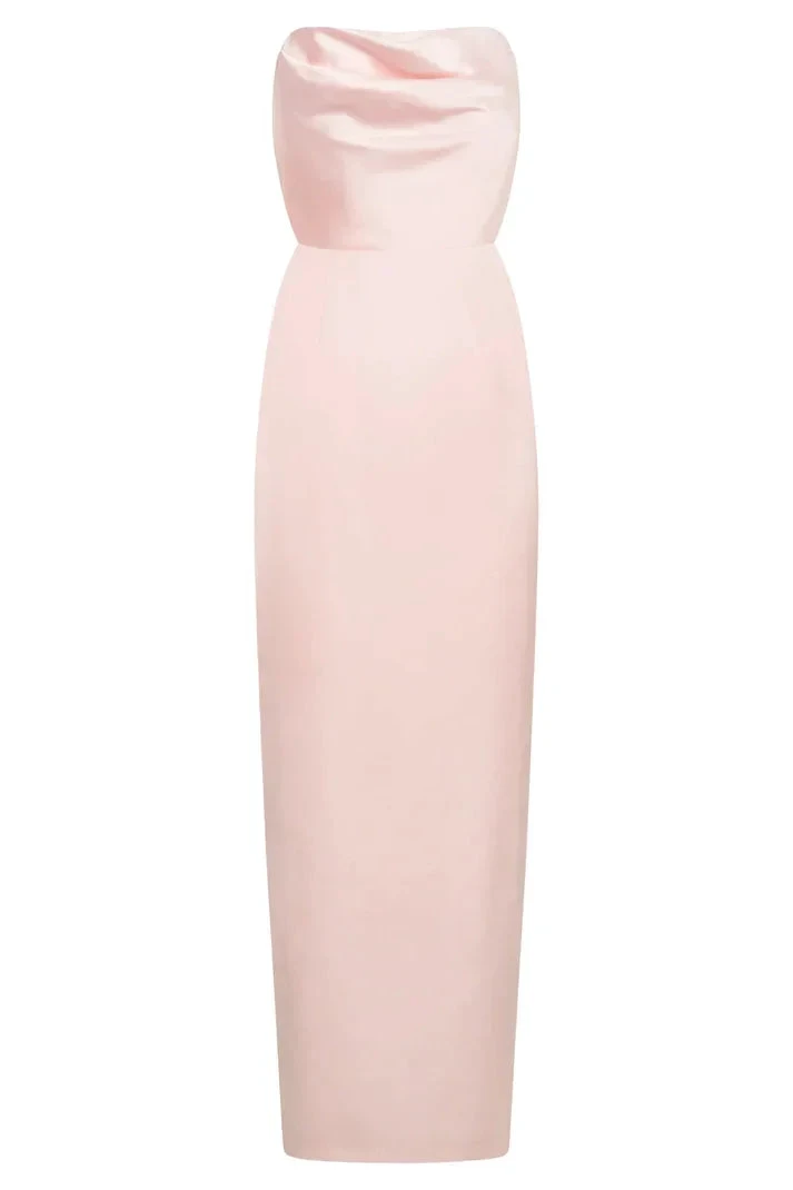 Pink Strapless Satin Long Prom Dress Evening Gown Y7790 by simplepromdress