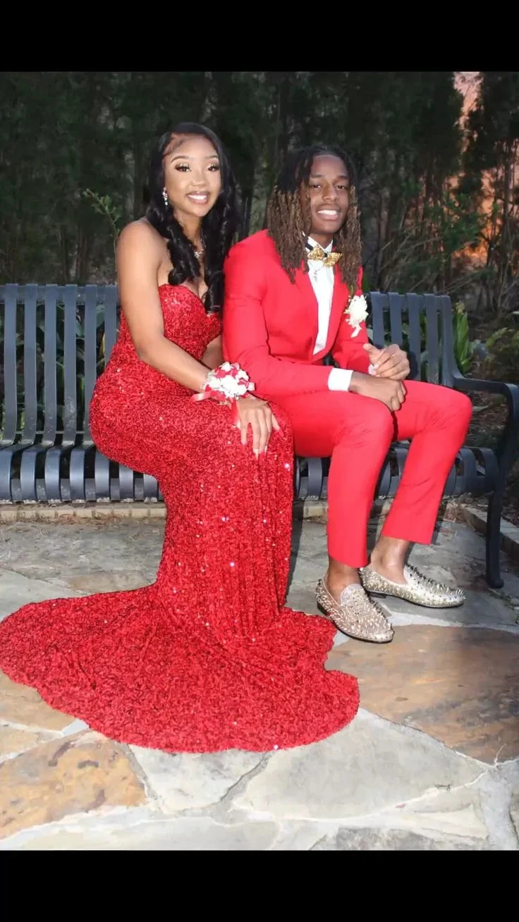 Elegant Red Sequins Mermaid Prom Dress,Red Evening Gown Y5571 by simplepromdress