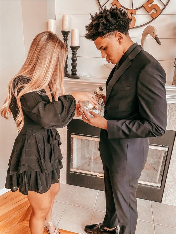 Black Long Sleeves Homecoming Dress Black Party Dress Y2259 Hover Image