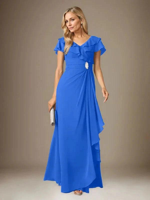 Stormy A-Line V-Neck Ruched Chiffon Dress by Dreamylily