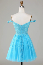 Cute A Line Spaghetti Straps Grey Short Homecoming Dress with Appliques Y2397 by simplepromdress