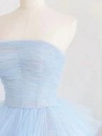 Winter Blue Tulle Long Prom Dress, Blue Layered Tulle Evening Dress Y393 by simplepromdress