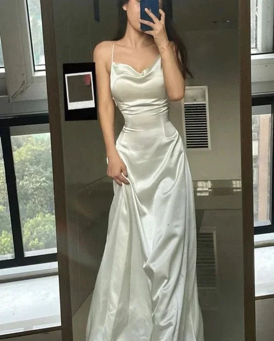 Glamorous Mermaid Long Prom Dress,White Sleeveless Evening Dress Y1983 by simplepromdress