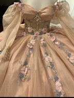 New Quinceanera Dress Ball Gown For Sweet 16 Girl Beading Appliques Long Sleeve Graduation Party Princess Gowns Y5469 by simplepromdress