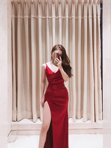 Sexy Rotes Spaghettiträger Abendkleid Rotes Abendkleid Y5232