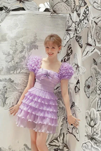 Purple A-line Tiered Homecoming Dress Birthday Party Dress Y2690 by simplepromdress