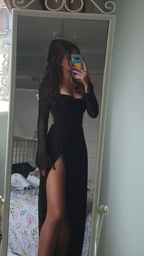 Black Sexy Slit Evening Dress Long Prom Dress Y7799 by simplepromdress